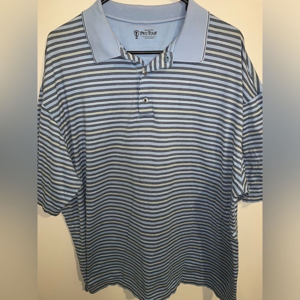 PRO TOUR PERFORMANCE GOLF TSHIRT 100% COTTAN XL LIGHT BLUE